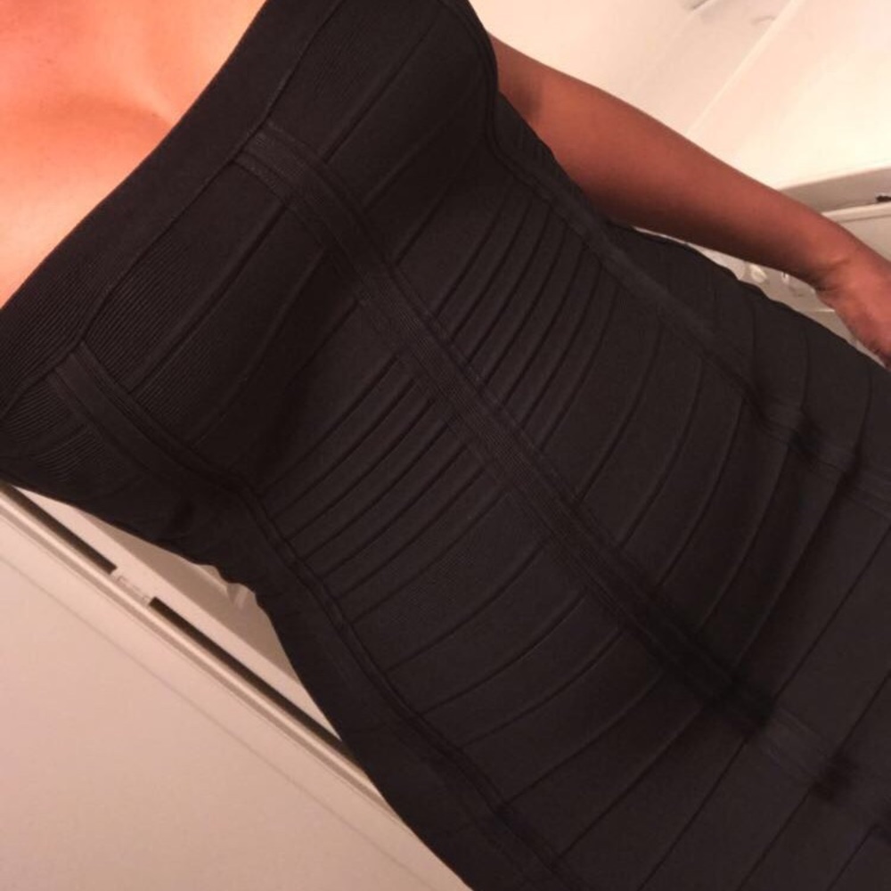 Black strapless Herve Leger Dress