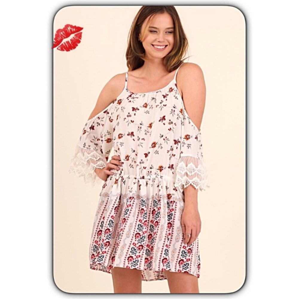 Boho Chic Lace Floral Boho Tunic Dress SML - Picture 4 of 6