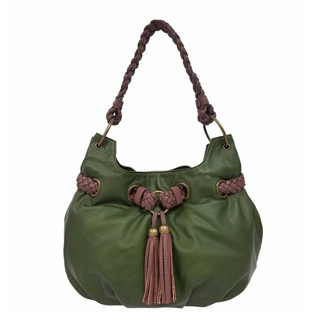 NEW Green Hobo Braided Tassel Handbag GAL