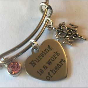 New stainless nurse heart charm bracelet