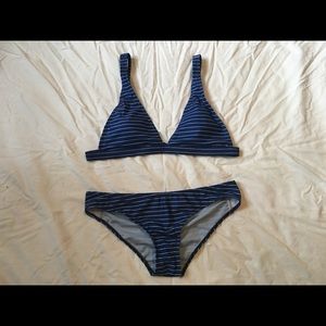 Blue striped bikini