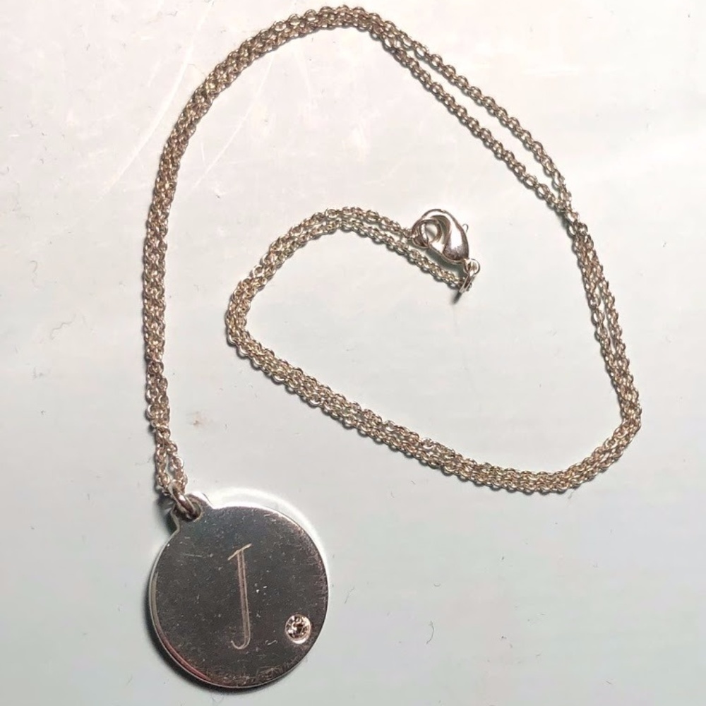 "J" stamped initial necklace