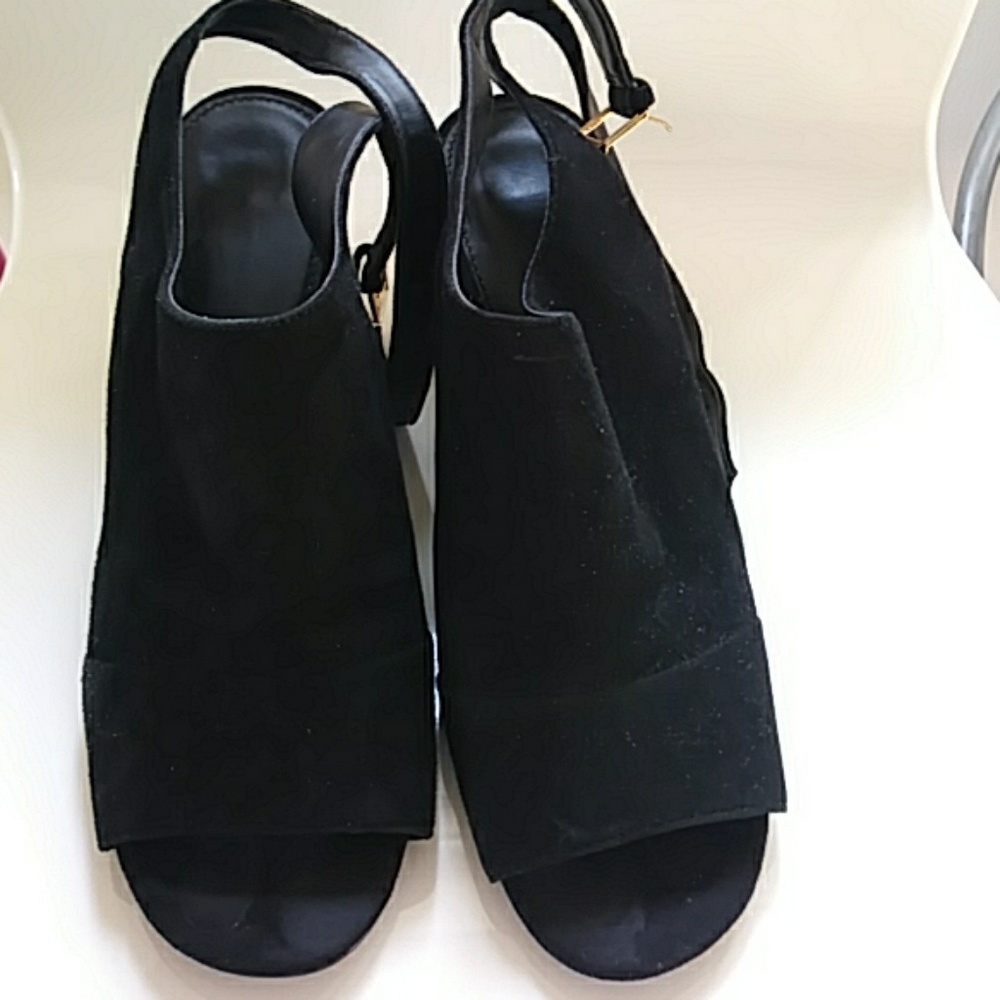 Gently worn Aldo open toe, tie up suede booties