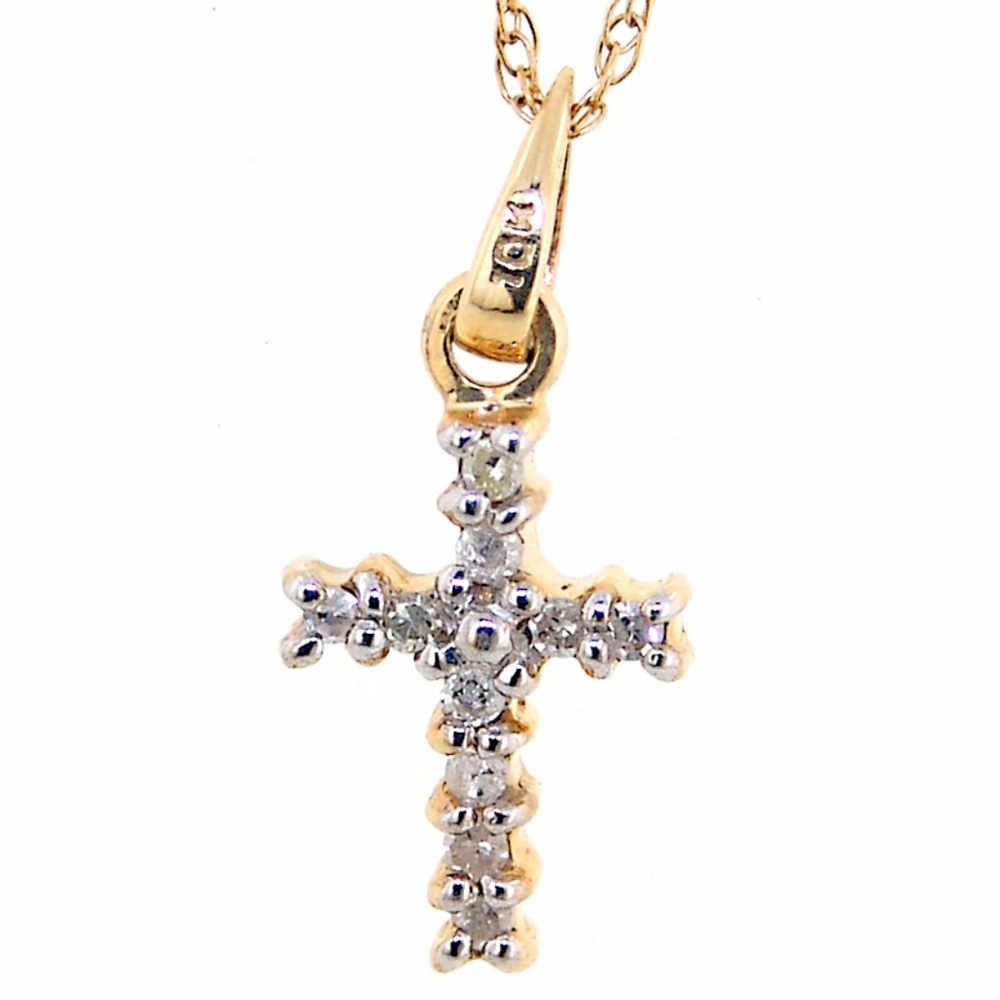Diamond cross pendant 14k yellow gold NEW!!!!