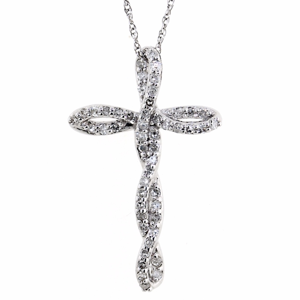 Diamond Pendant Cross 10k white gold fancy!!!!!!