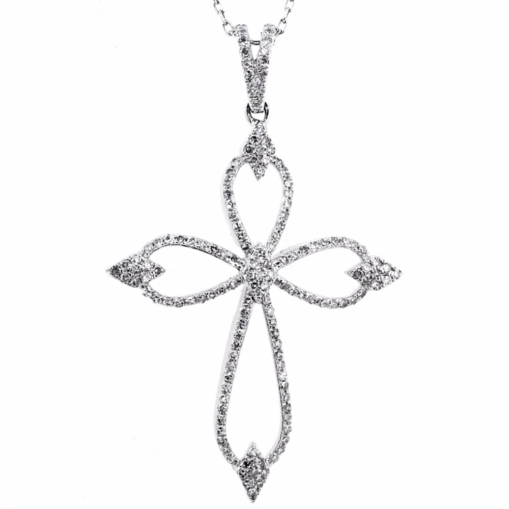 Diamond cross Pendant 14k white gold new!!!!