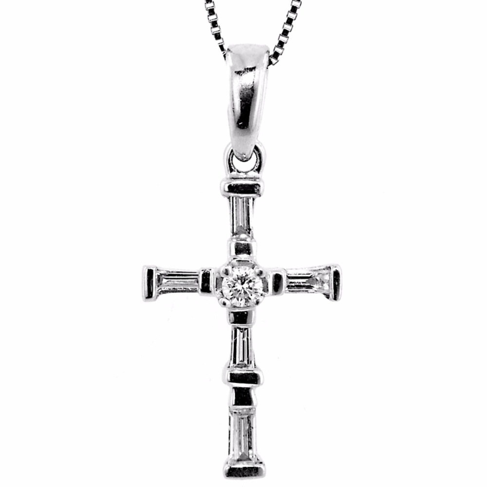 Diamond Cross Pendant 14k white gold Fancy!!!!