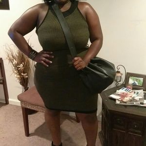 Hunter Green/Black Sweater Dress