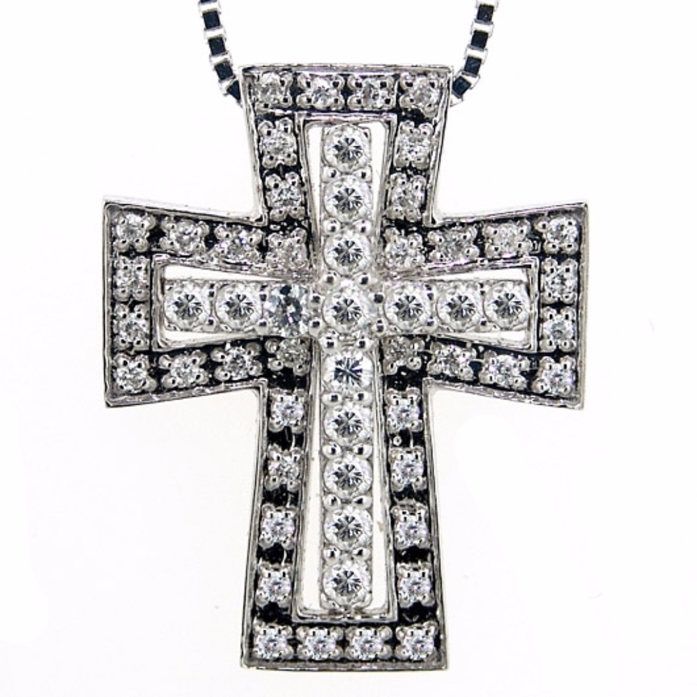 Diamond Cross Pendant 14k white gold BEAUTIFUL!!!!