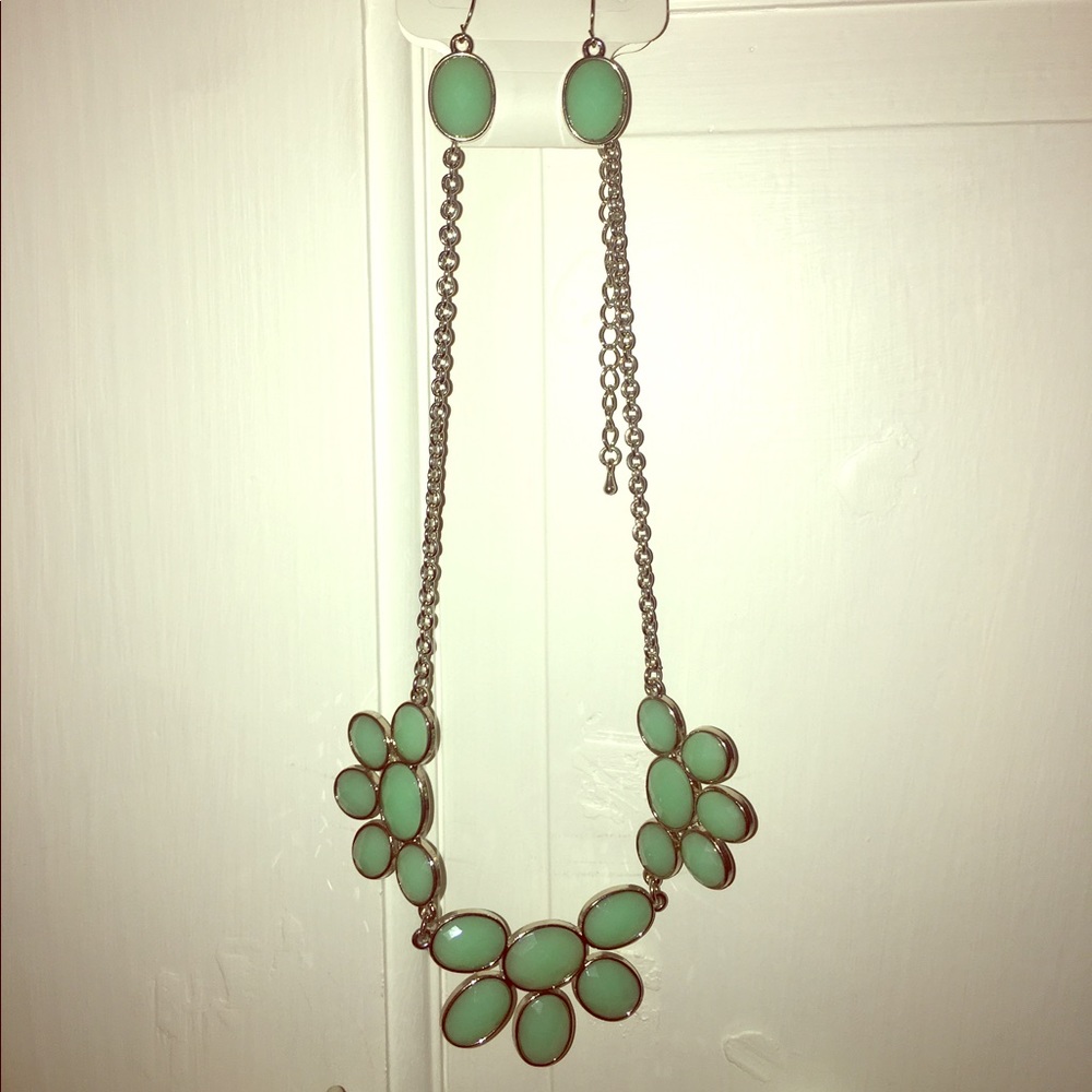 Teal Necklace and Earrings Set