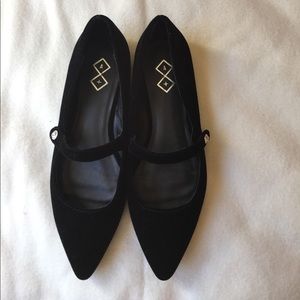 A+ Brand Name Velvet Mary Jane Style Flats