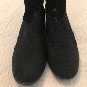 Bernie Mev black woven wedge shoes