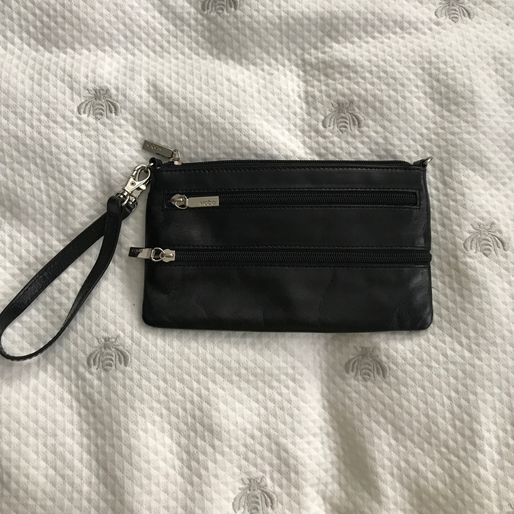 Hobo International Black Leather Clutch With Strap