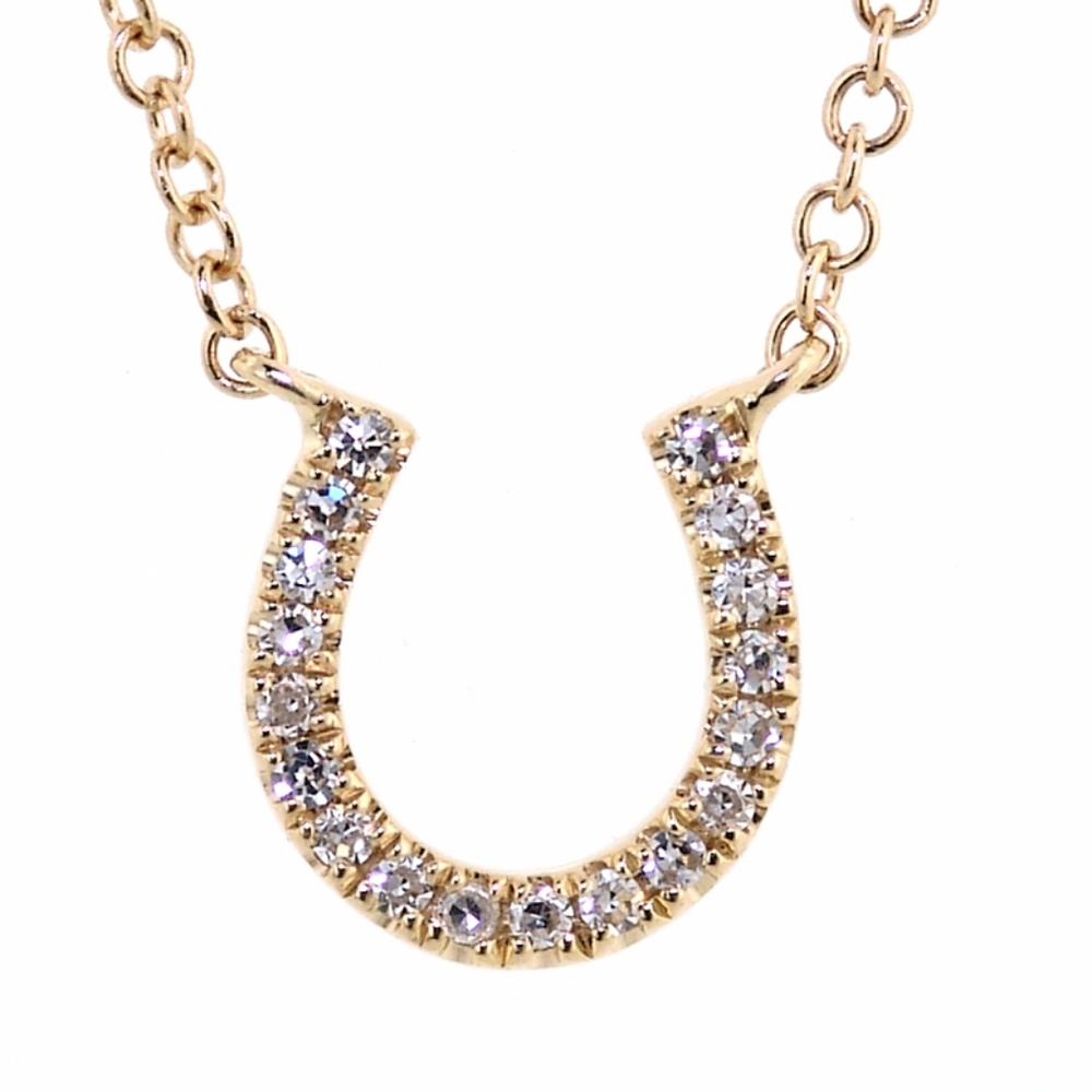 Diamond Horseshoe Pendant 14k YG GORGEOUS