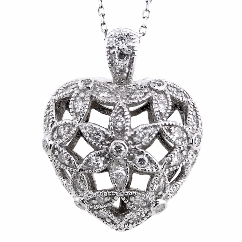 Diamond Heart Pendant 14k white gold BEAUTIFUL!!!
