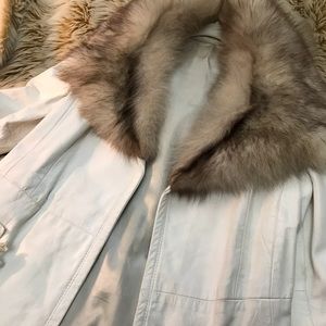 Antique real fur leather coat
