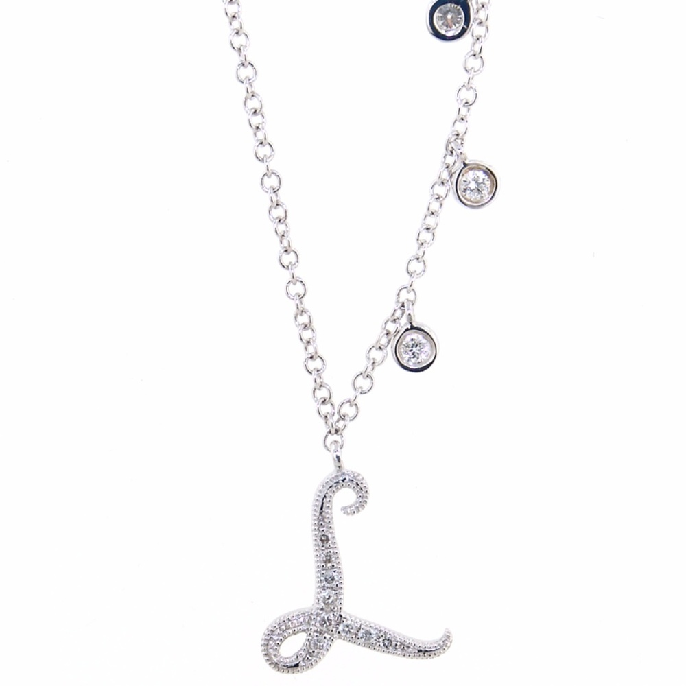 Diamond Pendant L Shape 14k white gold GORGEOUS!!!