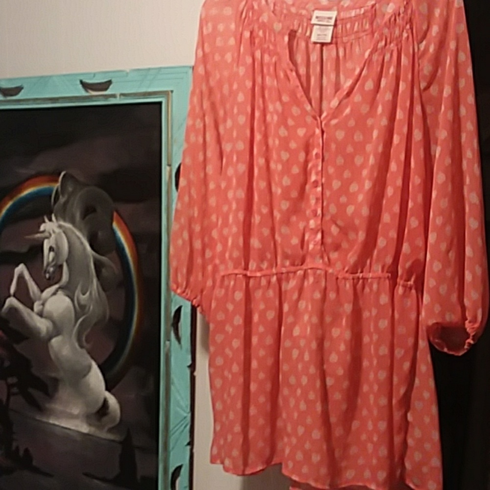 Coral Flowy Flattering Blouse