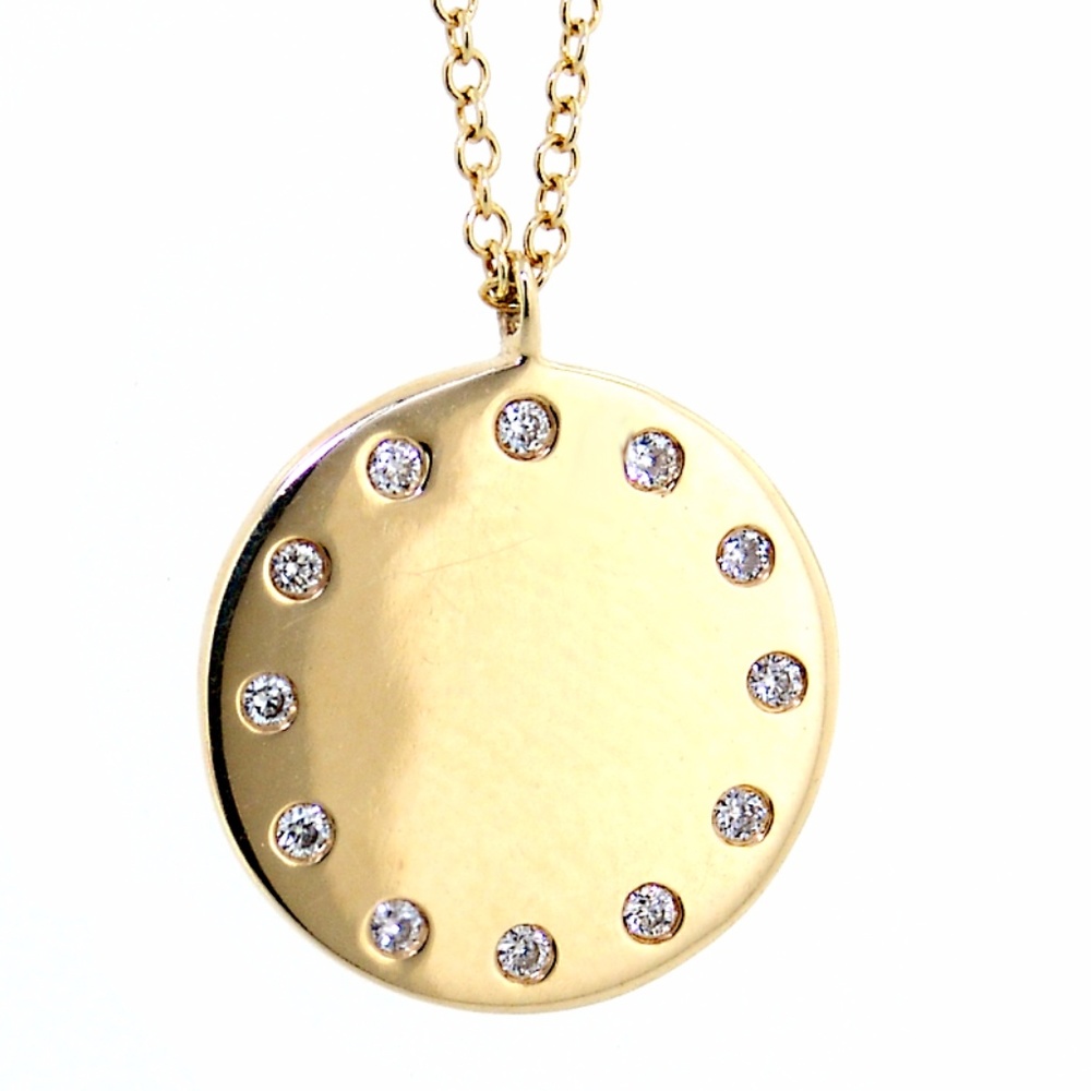 Diamond Circle Pendant 14k Yellow Gold !!!!!!