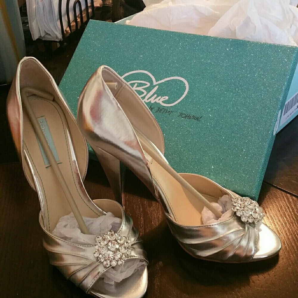 Silver Betsey Johnson Heels (Blue Collection)