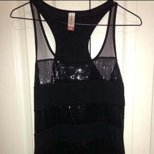 Super hot black sequin tank