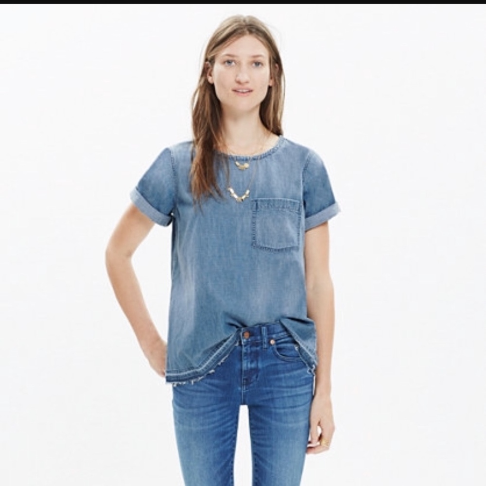 MADEWELL DENIM DROP HEM TEE *NWT*