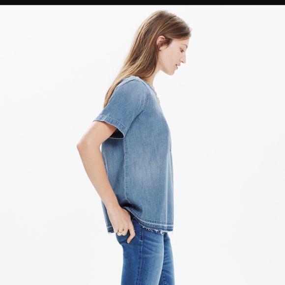 MADEWELL DENIM DROP HEM TEE *NWT* - Picture 2 of 6