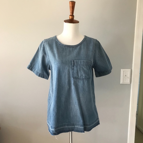 MADEWELL DENIM DROP HEM TEE *NWT* - Picture 3 of 6