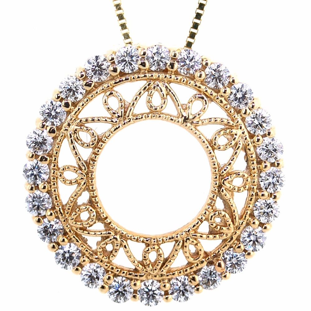 Diamond Circle Pendant 10k Yellow Gold FANCY!!!!