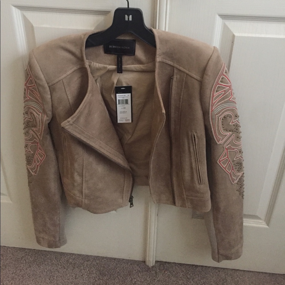 BCBGMAXAZRIA embroidered Moto Jacket