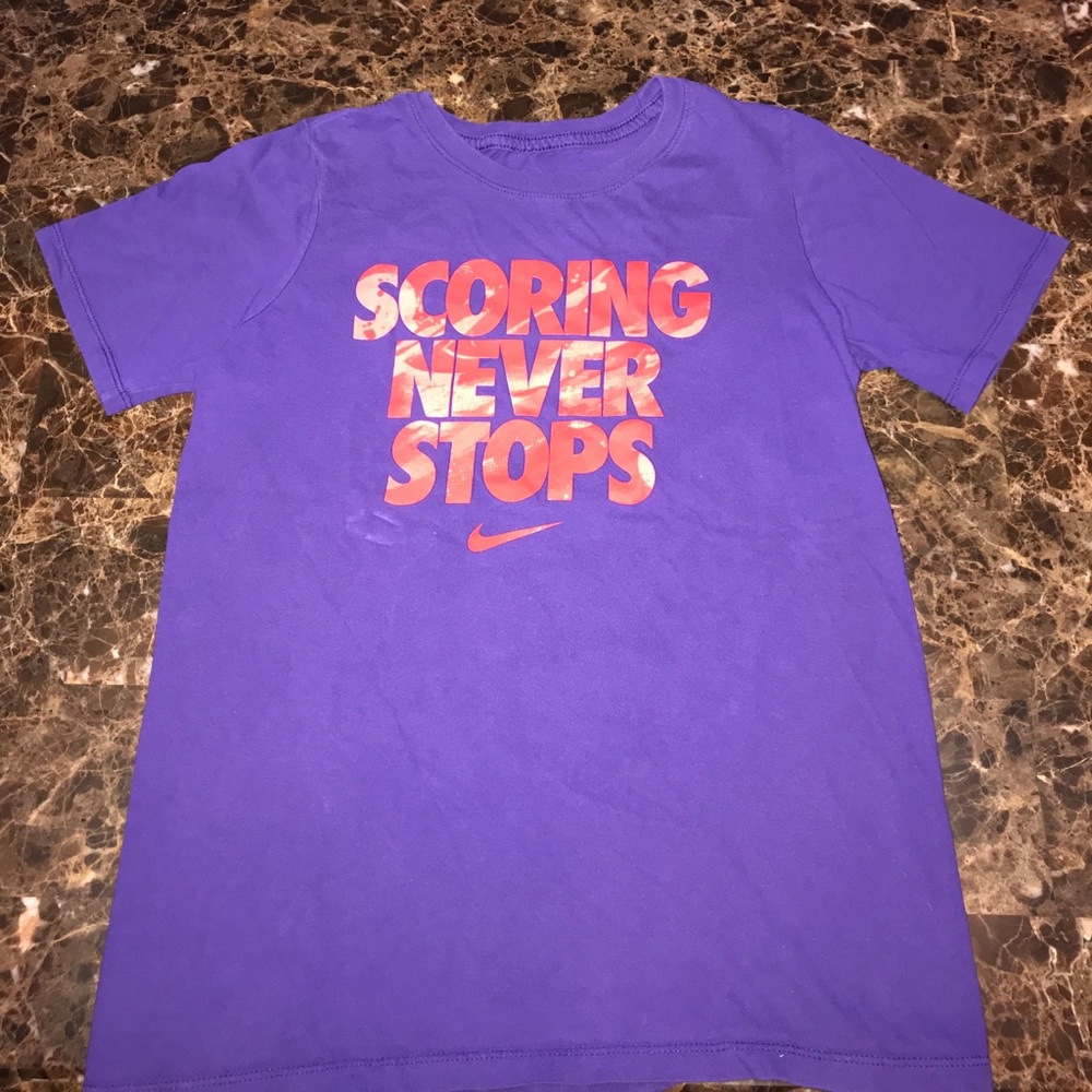 Nike YM tee. Purple. Worn.