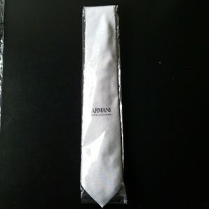 Armani collezioni silver striped silk tie