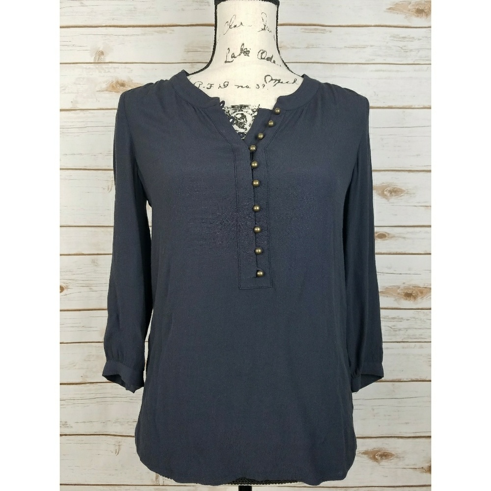 Banana Republic Navy Blue 3/4 Sleeve Blouse