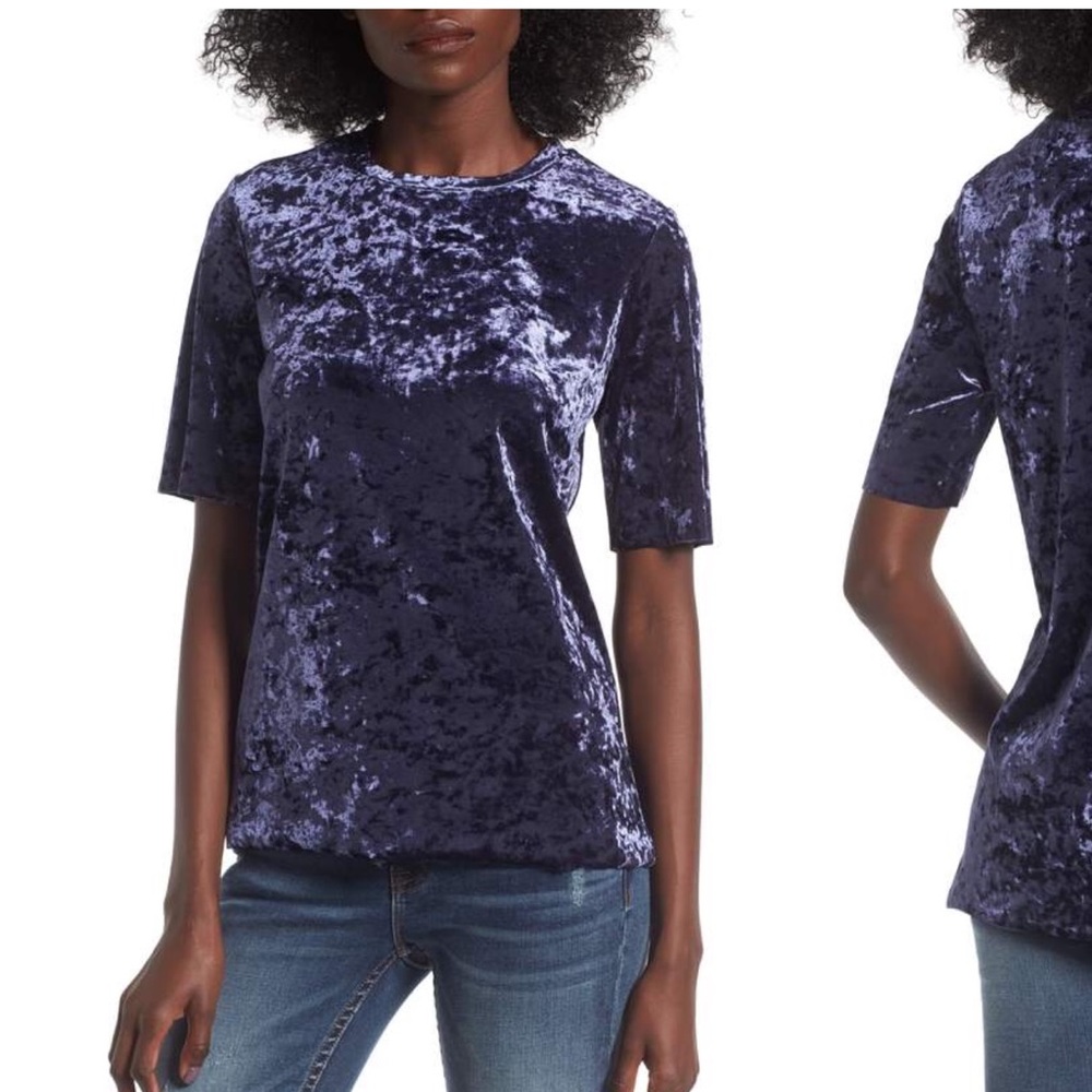 BP Crushed Velour Tee Navy Blue