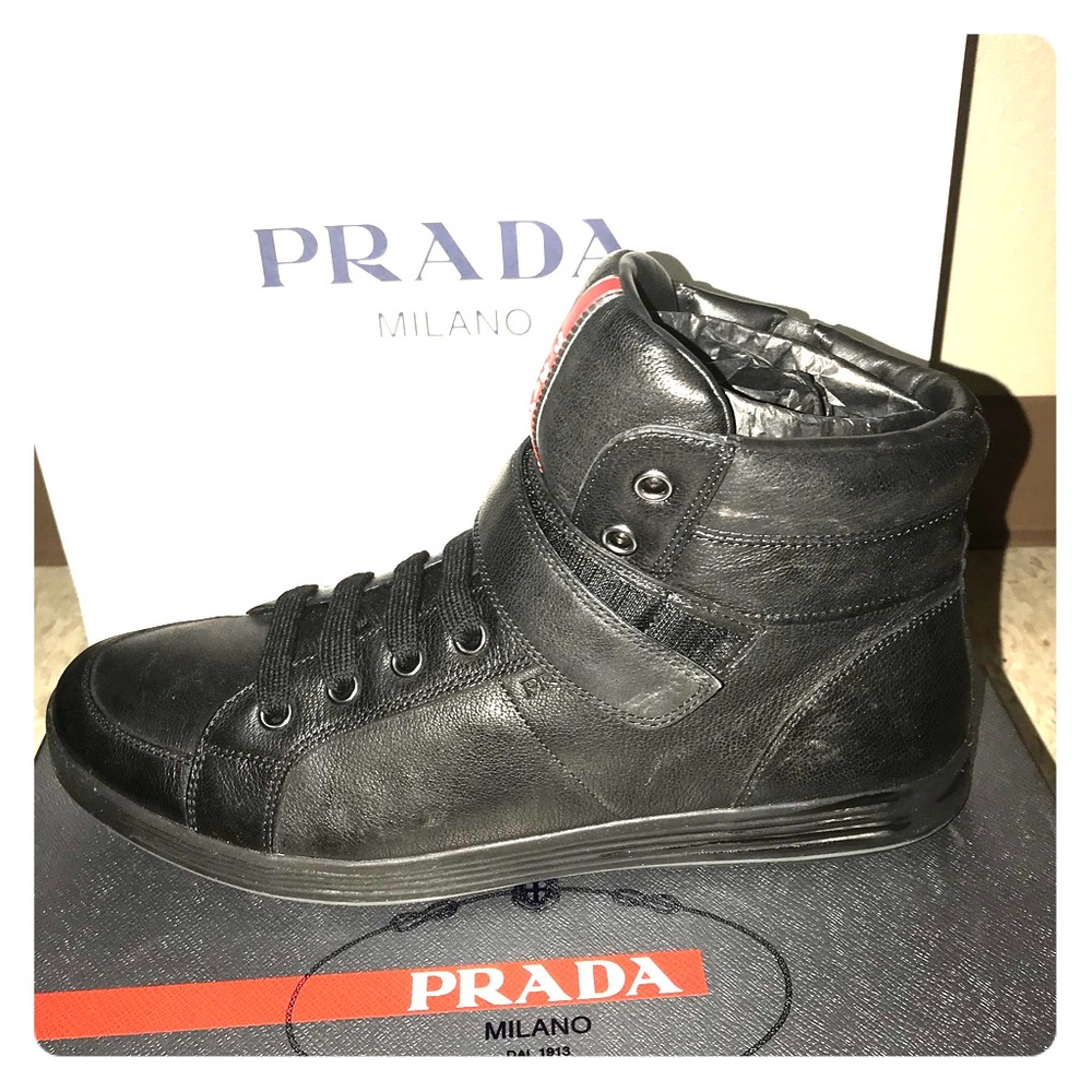 2017 Prada Mens High Top Sneaker Black - Picture 8 of 8
