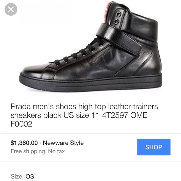 2017 Prada Mens High Top Sneaker Black - Picture 2 of 8