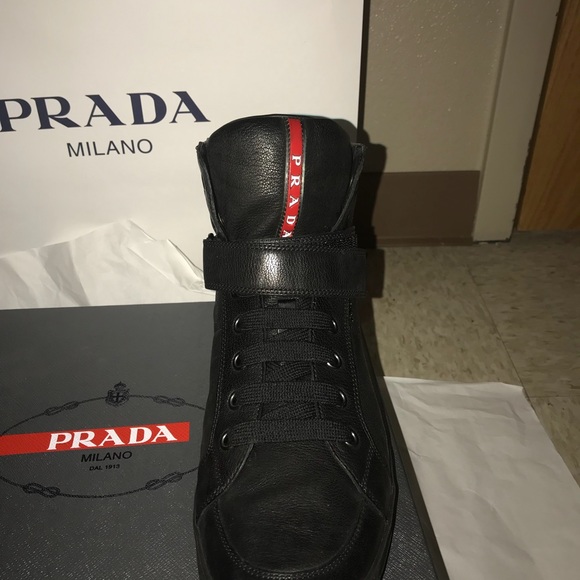 2017 Prada Mens High Top Sneaker Black - Picture 6 of 8