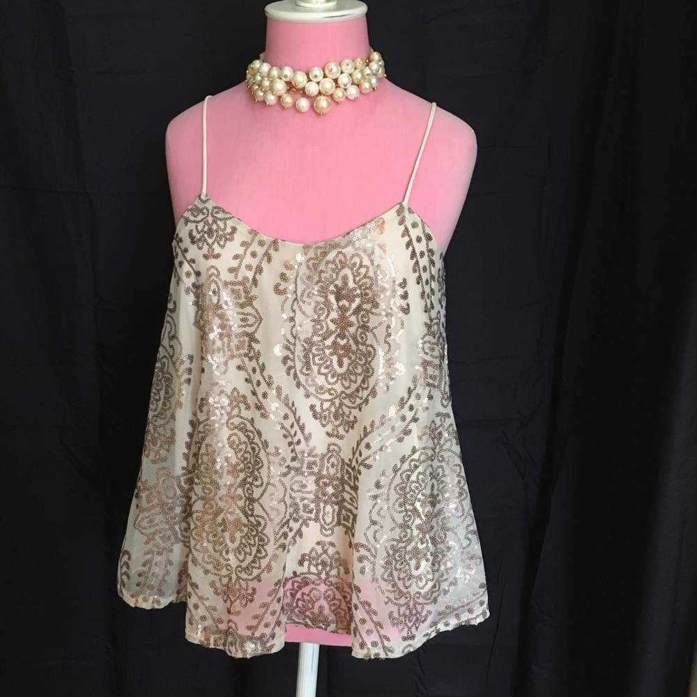 Gold flowy sleeveless blouse