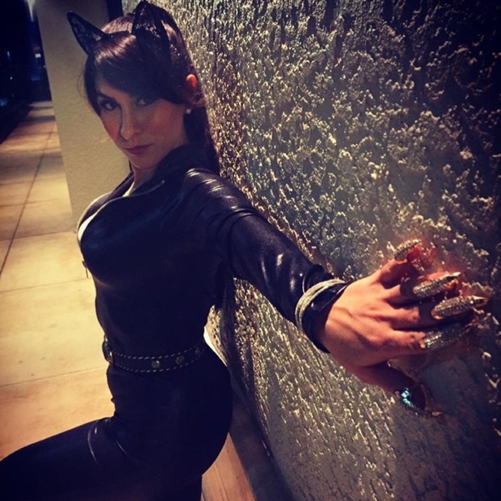 Lamé Zipper Front Catsuit for Halloween