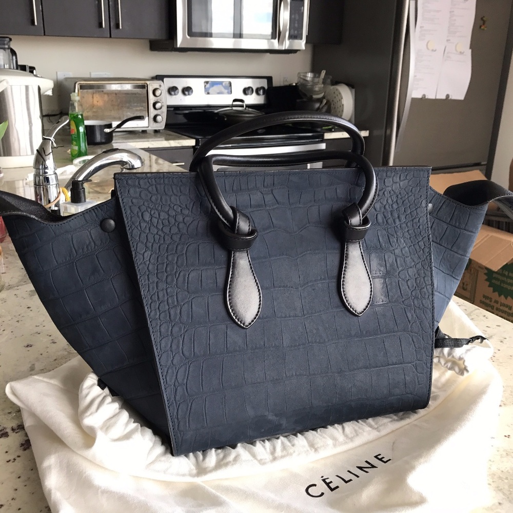 LIMITED Celine Luggage Bag +Navy Crocodile Leather