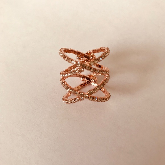 Adjustable ring in rose gold w/ rhinestones - Picture 8 of 8