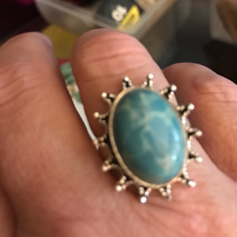 925 Larimar ring size 8 1/2  7.79 grams