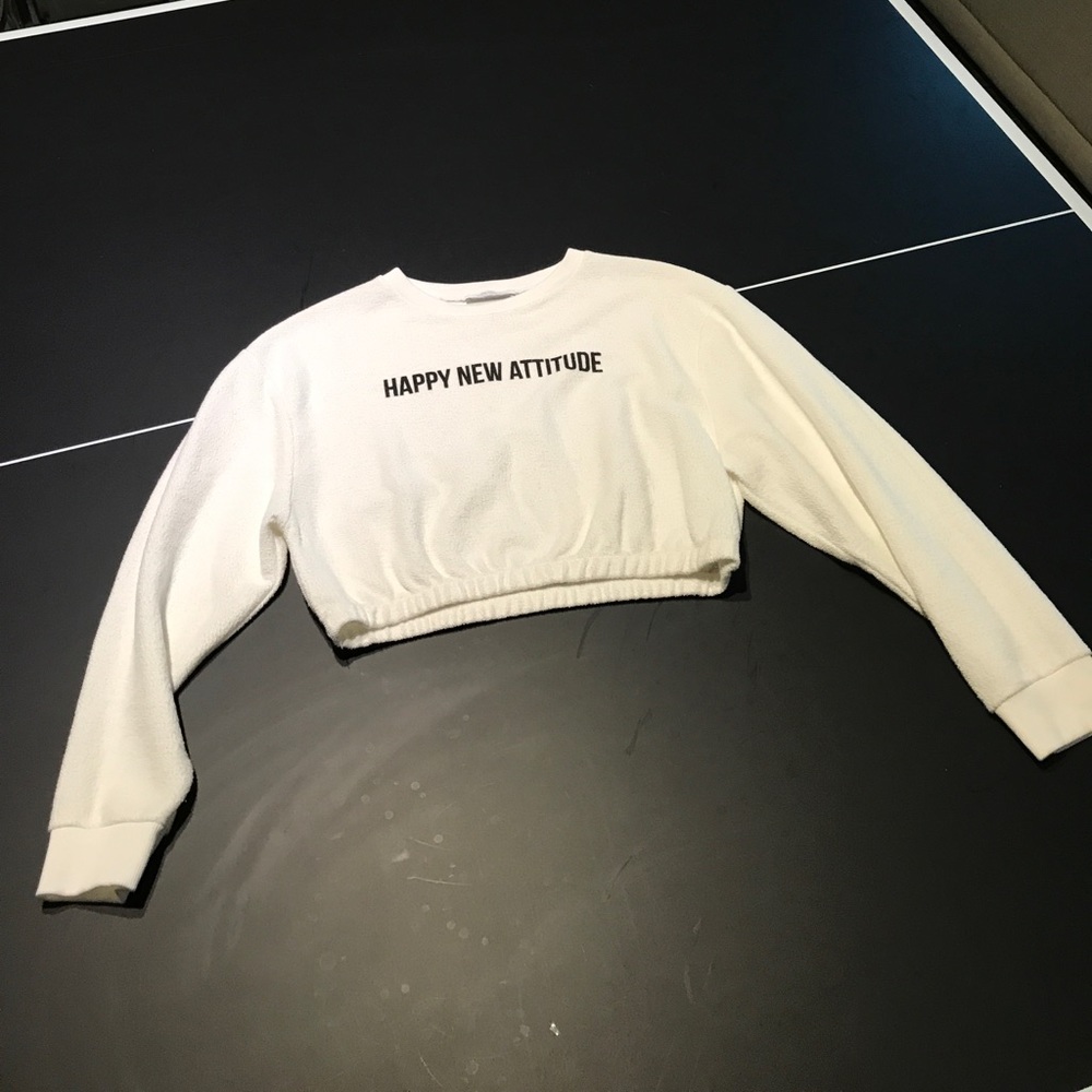 ZARA cropped terry top in creamy white. Size S