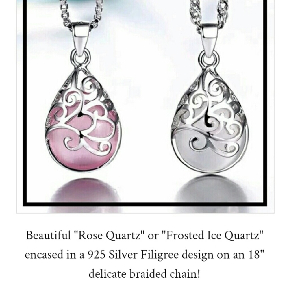 🌹 Rose quartz or Frosted quartz in 925 silver