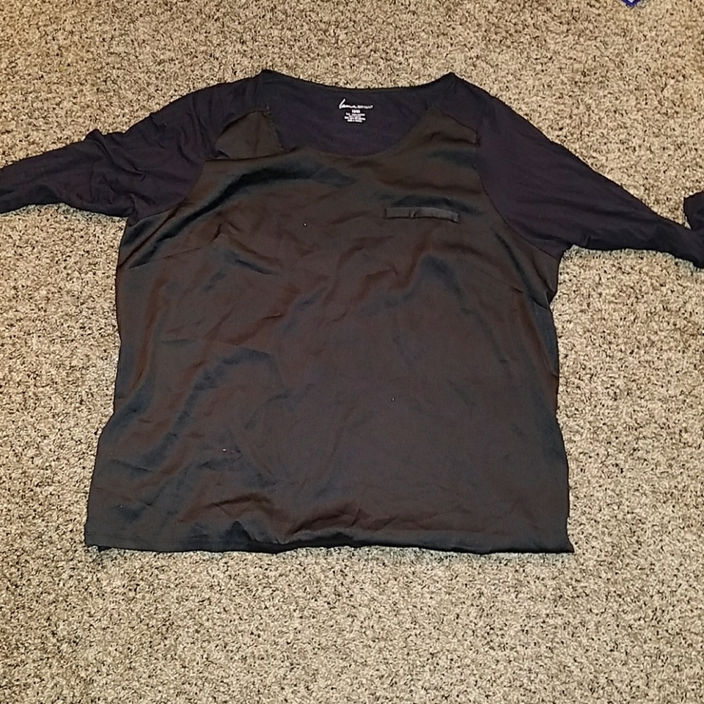 Lane Bryant 3/4 Sleeve Shirt Black 18/20