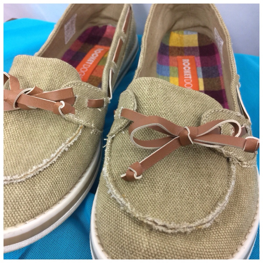 Khaki Canvas Flat Slide Leather Wrap Tie Size 8M