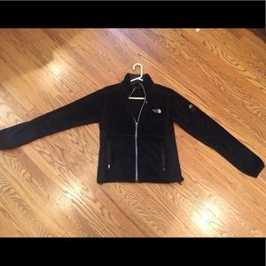 Black fuzzy North Face