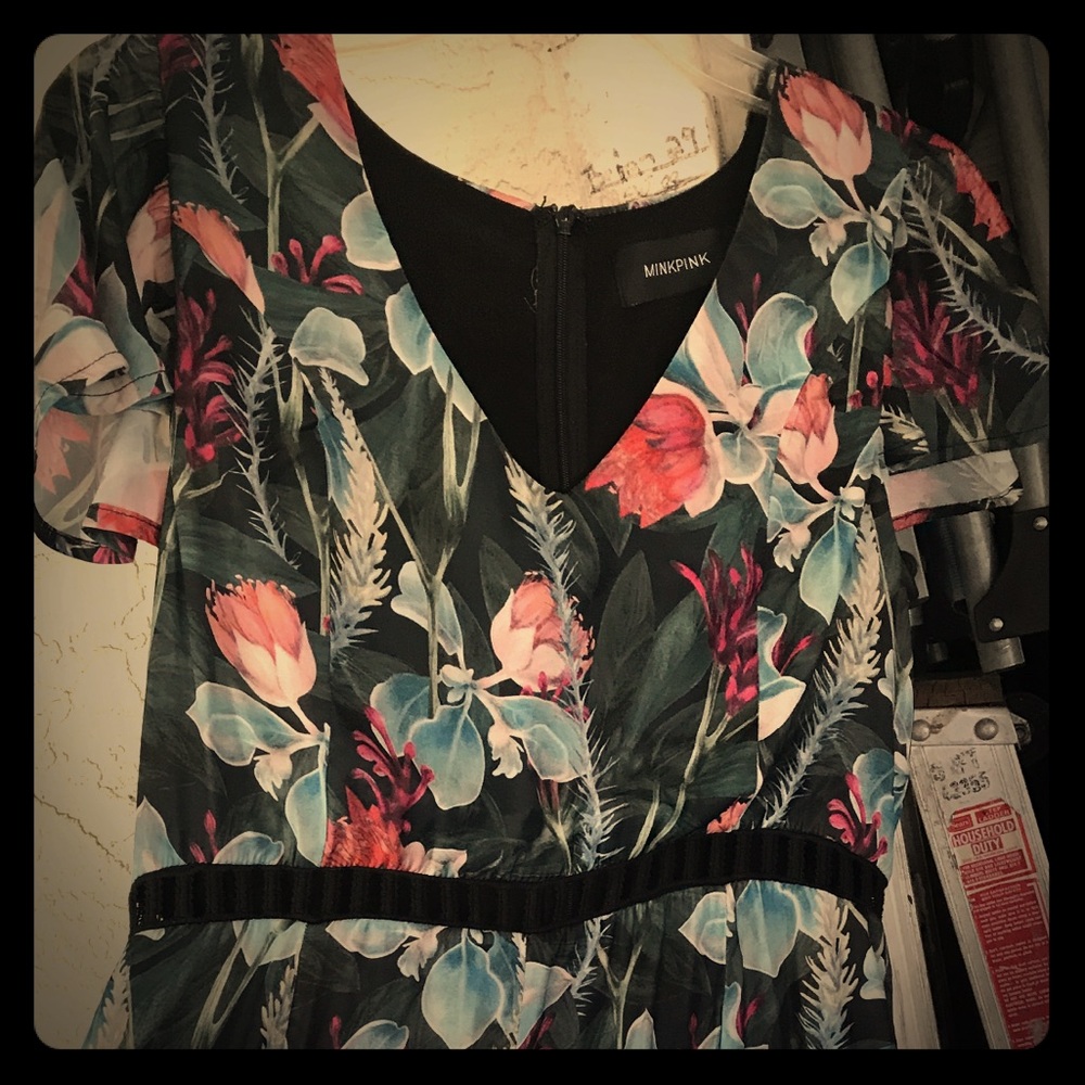 Mink Pink Green Floral Romper