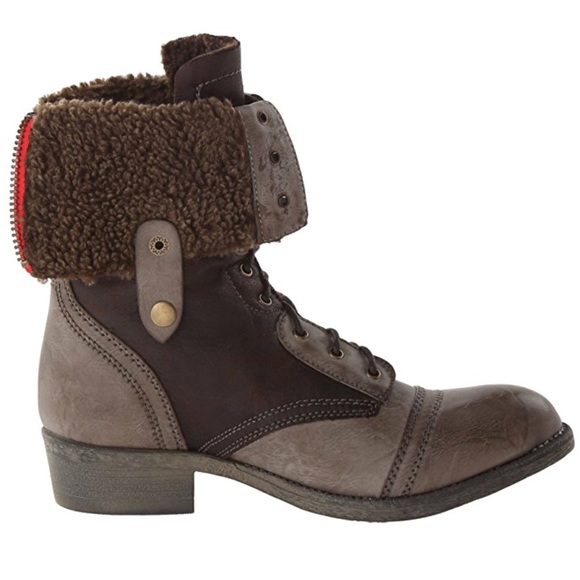 Brown Distressed Folded Combat Moto Boot - Picture 7 of 7