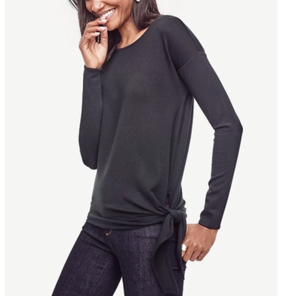 Ann Taylor Side Tie Top. Size XSP. Black